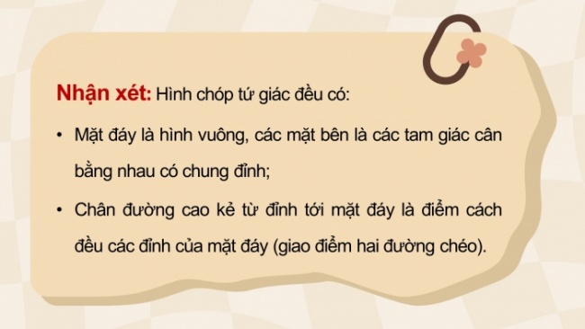 Soạn giáo án điện tử Toán 8 KNTT Bài 39: Hình chóp tứ giác đều