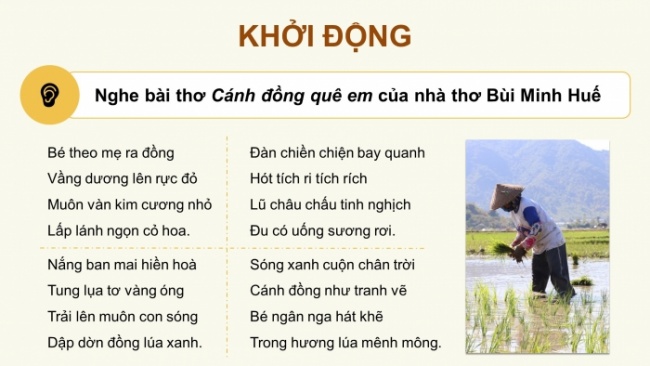 Soạn giáo án điện tử mĩ thuật 4 cánh diều Bài 12: Trên cánh đồng quê em