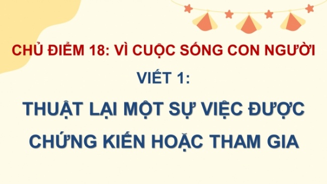 Soạn giáo án điện tử tiếng việt 4 cánh diều Bài 18 Viết 1: Thuật lại một sự việc được chứng kiến hoặc tham gia