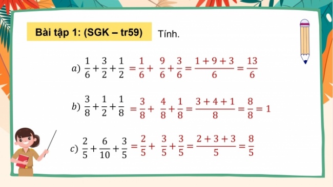 Soạn giáo án điện tử toán 4 CTST Bài 71: Trừ hai phân số cùng mẫu số