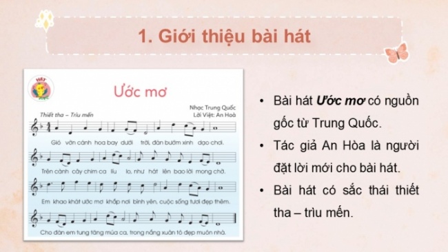 Soạn giáo án điện tử âm nhạc 4 cánh diều Tiết 27: Hát: Ước mơ