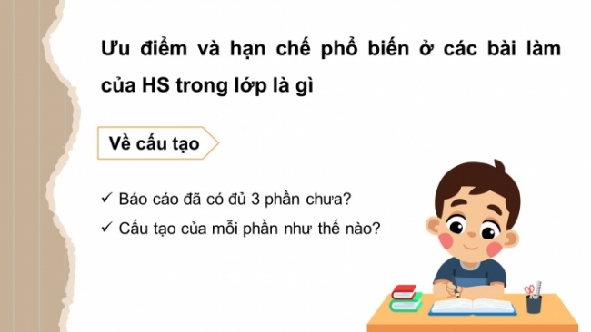 Soạn giáo án điện tử tiếng việt 4 cánh diều Bài 17 Viết 2: Trả bài viết báo cáo