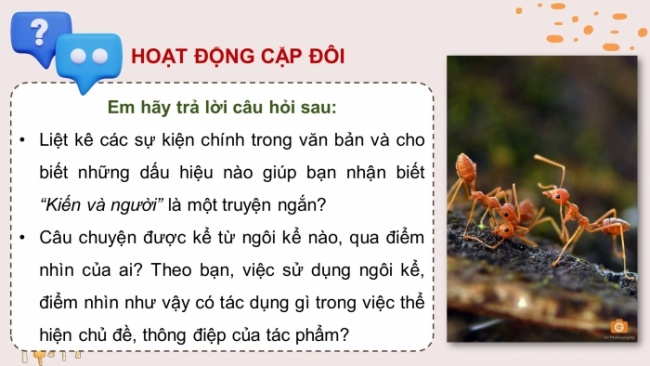 Soạn giáo án điện tử ngữ văn 11 CTST Bài 6 Đọc 4: Kiến và người