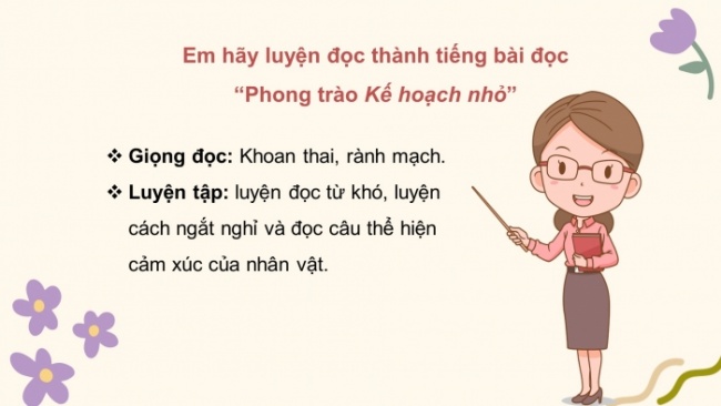 Soạn giáo án điện tử tiếng việt 4 cánh diều Bài 16 Đọc 3: Phong trào Kế hoạch nhỏ