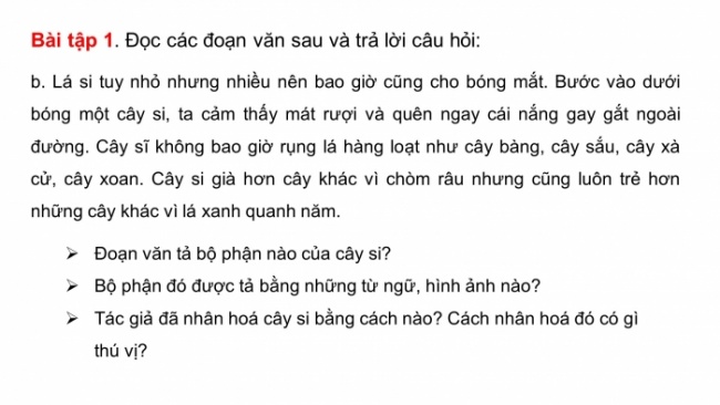 Soạn giáo án điện tử tiếng việt 4 CTST CĐ 5 Bài 5 Viết: Viết đoạn văn cho bài văn miêu tả cây cối