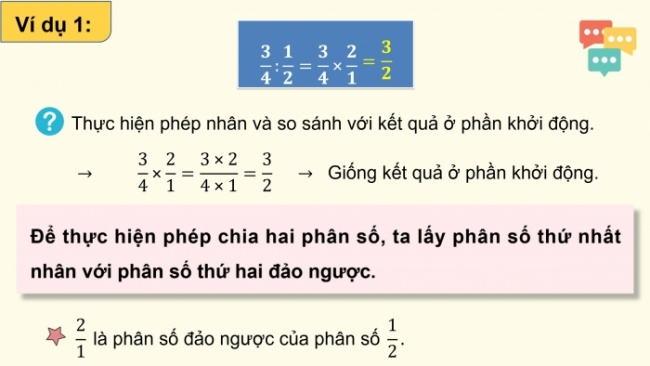 Soạn giáo án điện tử toán 4 CTST Bài 75: Phép chia phân số