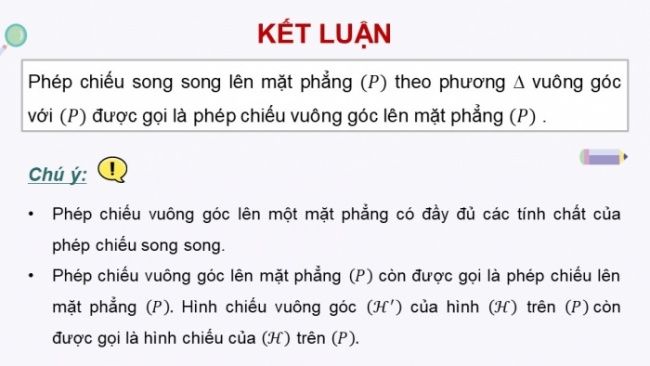 Soạn giáo án điện tử toán 11 KNTT Bài 24: Phép chiếu vuông góc. Góc giữa đường thẳng và mặt phẳng