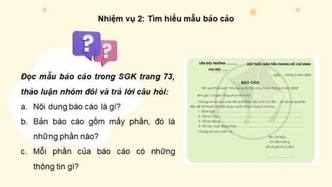 Soạn giáo án điện tử tiếng việt 4 cánh diều Bài 16 Viết 1: Viết báo cáo