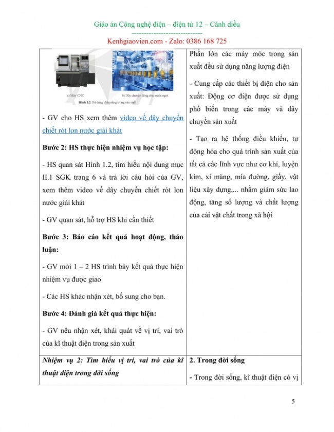 Giáo án Công nghệ điện - điện tử 12 mới năm 2024 cánh diều