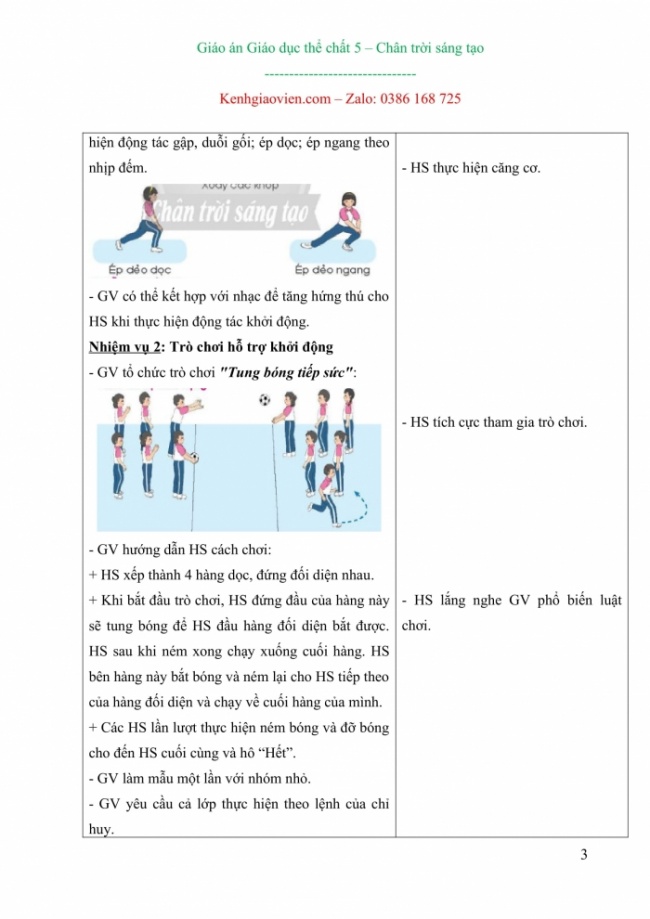 Giáo án Thể dục 5 mới năm 2024 chân trời sáng tạo