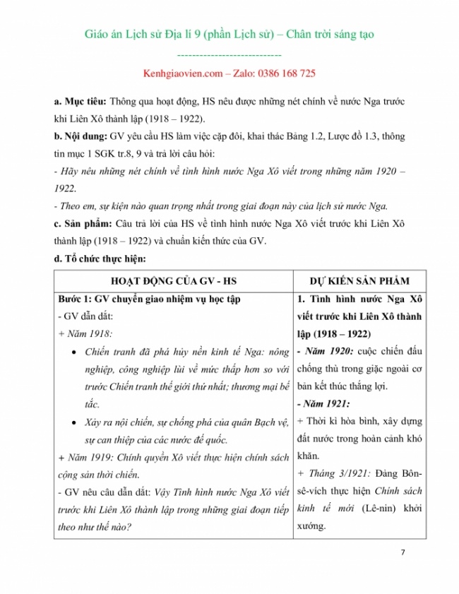 Giáo án Lịch sử và địa lí 9 mới năm 2024 chân trời sáng tạo