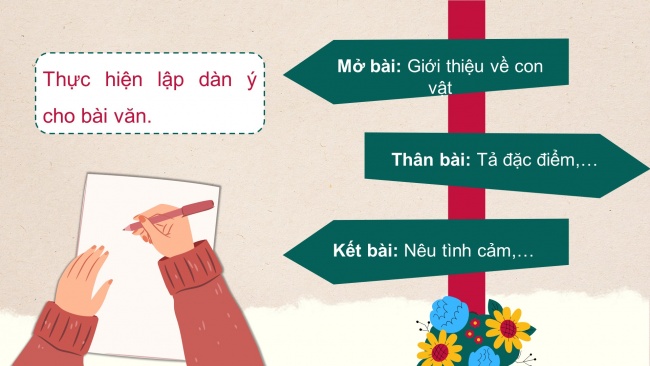 Soạn giáo án điện tử tiếng việt 4 CTST CĐ 7 Bài 3 Viết: Lập dàn ý cho bài văn miêu tả con vật