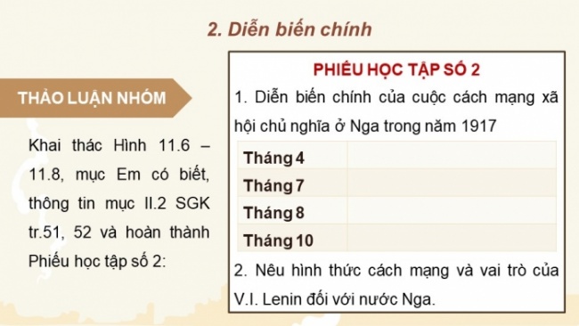 Soạn giáo án điện tử Lịch sử 8 CD Bài 11: Chiến tranh thế giới thứ nhất (1914 - 1918) và cách mạng tháng Mười Nga năm 1917 (Phần 2)