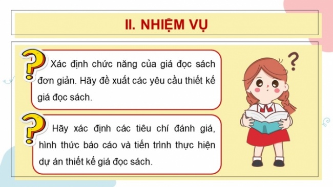 Soạn giáo án điện tử Công nghệ 8 CD Bài 18: Dự án: Thiết kế giá đọc sách