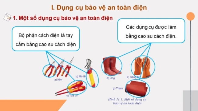 Soạn giáo án điện tử Công nghệ 8 CD Bài 11: Dụng cụ bảo vệ an toàn điện và cách sơ cứu người bị tai nạn điện