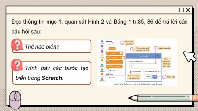 Soạn giáo án điện tử Tin học 8 CD Chủ đề F Bài 2: Sử dụng biến trong chương trình