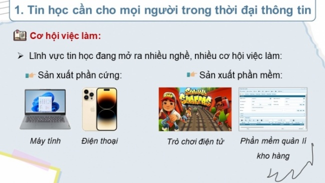 Soạn giáo án điện tử Tin học 8 CD Chủ đề G Bài 1: Tin học và ứng dụng