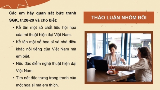 Soạn giáo án điện tử Mĩ thuật 8 CD Bài 7: Tìm hiểu nghệ thuật hiện đại Việt Nam