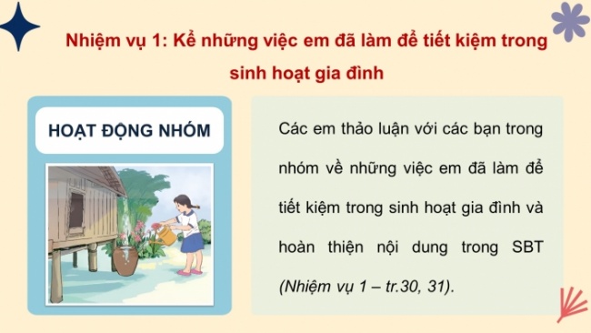 Soạn giáo án điện tử HĐTN 4 CTST bản 2 Tuần 16: HĐGDTCĐ - Tiết kiệm trong sinh hoạt gia đình