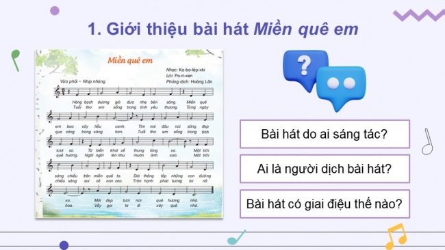 Soạn giáo án điện tử âm nhạc 4 KNTT Tiết 28: Hát: Miền quê em; Ôn đọc nhạc: Bài số 4