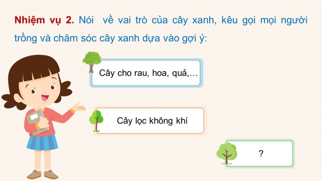 Soạn giáo án điện tử tiếng việt 4 CTST CĐ 7 Bài 2 Nói và nghe: Nói về vai trò của cây xanh