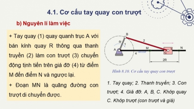 Soạn giáo án điện tử Công nghệ 8 CD Bài 8: Truyền và biến đổi chuyển động (P2)