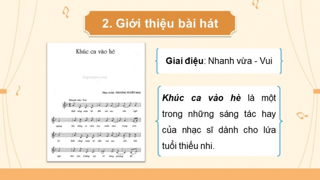 Soạn giáo án điện tử âm nhạc 4 KNTT Tiết 33: Nghe nhạc: Khúc ca vào hè; Tổ chức hoạt động Vận dụng – Sáng tạo