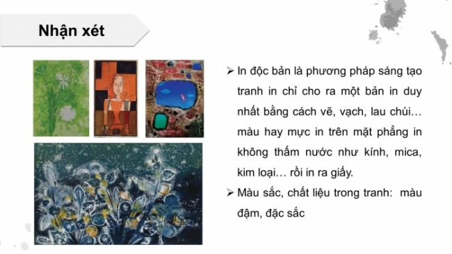 Soạn giáo án điện tử Mĩ thuật 8 CD Bài 8: Tranh in độc bản