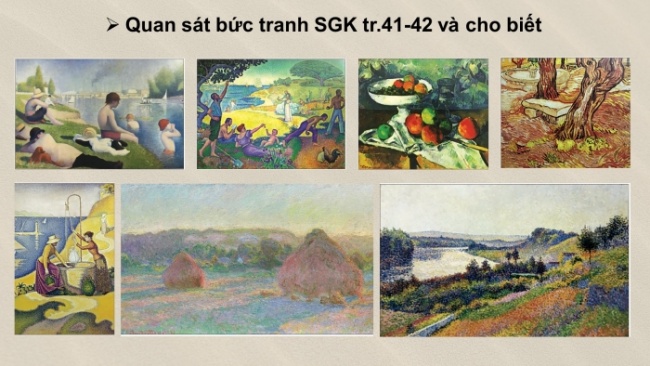 Soạn giáo án điện tử Mĩ thuật 8 CD Bài 10: Vẽ tranh theo phong cách nghệ thuật ấn tượng