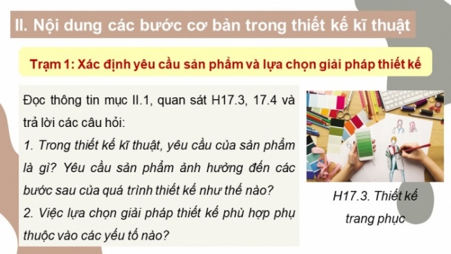 Soạn giáo án điện tử Công nghệ 8 CD Bài 17: Các bước thiết kế kĩ thuật