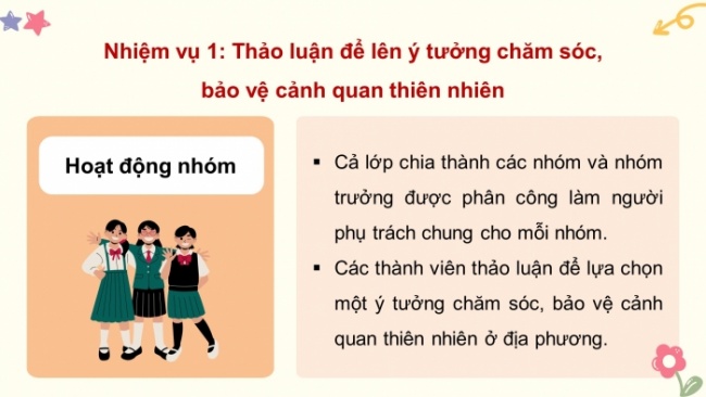 Soạn giáo án điện tử HĐTN 4 CTST bản 2 Tuần 30: HĐGDTCĐ - Chăm sóc, bảo vệ cảnh quan thiên nhiên