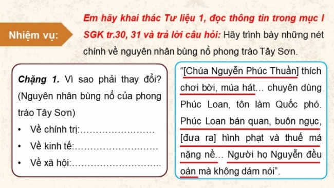 Soạn giáo án điện tử Lịch sử 8 CD Bài 7: Phong trào Tây Sơn thế kỉ XVIII (Phần 1)