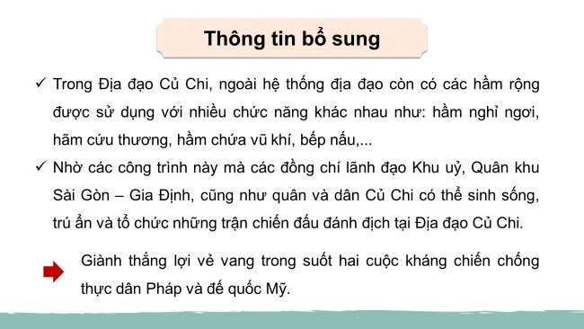 Soạn giáo án điện tử lịch sử và địa lí 4 KNTT Bài 28: Địa đạo Củ Chi