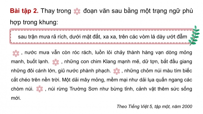 Soạn giáo án điện tử tiếng việt 4 CTST CĐ 7 Bài 7 Luyện từ và câu: Trạng ngữ chỉ thời gian, nơi chốn