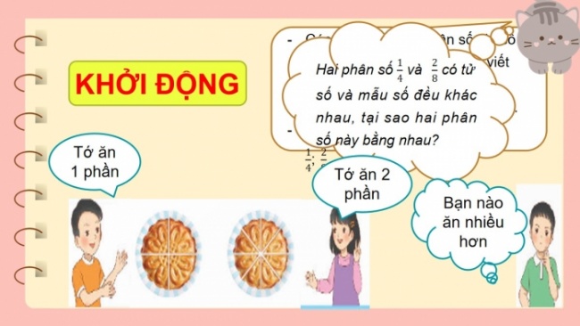 Soạn giáo án điện tử toán 4 CTST Bài 62: Phân số bằng nhau