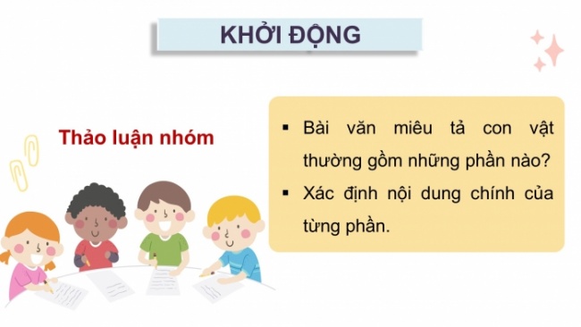 Soạn giáo án điện tử tiếng việt 4 CTST CĐ 7 Bài 4 Viết: Viết đoạn văn cho bài văn miêu tả con vật