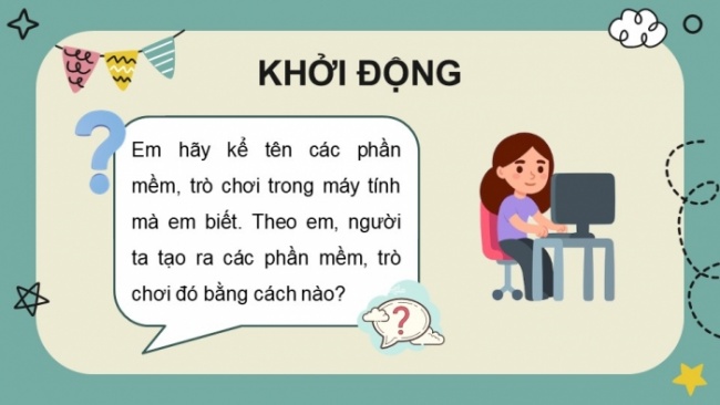 Soạn giáo án điện tử tin học 4 cánh diều Chủ đề F bài 1: Làm quen với lập trình trực quan