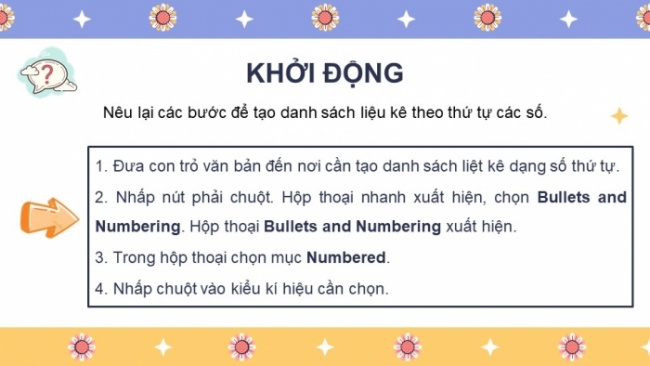 Soạn giáo án điện tử Tin học 8 CD Chủ đề E2 Bài 4: Thực hành tạo danh sách liệt kê và tiêu đề trang