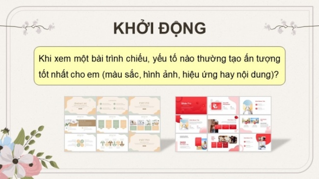 Soạn giáo án điện tử Tin học 8 CD Chủ đề E2 Bài 6: Sử dụng các bản mẫu trong tạo bài trình chiếu