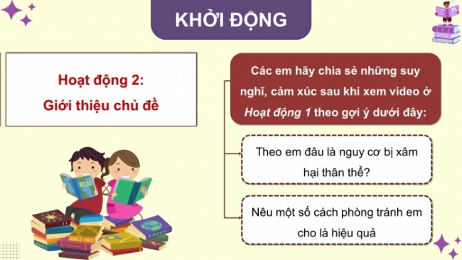 Soạn giáo án điện tử HĐTN 4 CTST bản 2 Tuần 21: HĐGDTCĐ - Nguy cơ và cách phòng tránh bị xâm hại cơ thể