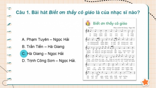 Soạn giáo án điện tử âm nhạc 4 cánh diều Tiết 32: Đọc nhạc: Bài đọc nhạc số 4; Nghe nhạc: Thầy cô là tất cả