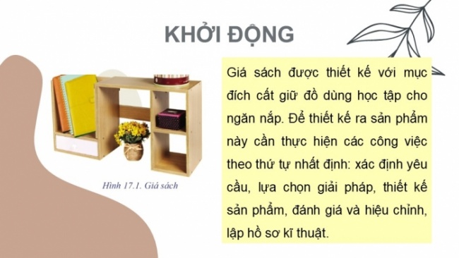 Soạn giáo án điện tử Công nghệ 8 CD Bài 17: Các bước thiết kế kĩ thuật