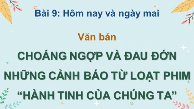 Soạn giáo án điện tử Ngữ văn 8 KNTT Bài 9 Đọc 2: Choáng ngợp và đau đớn những cảnh báo từ loạt phim “Hành tinh của chúng ta”