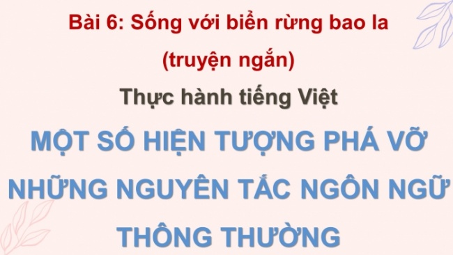 Soạn giáo án điện tử ngữ văn 11 CTST Bài 6 TH tiếng Việt: Một số hiện tượng phá vỡ những quy tắc ngôn ngữ thông thường