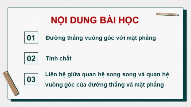 Soạn giáo án điện tử toán 11 KNTT Bài 23: Đường thẳng vuông góc với mặt phẳng