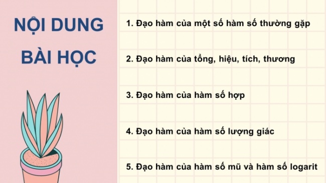 Soạn giáo án điện tử toán 11 KNTT Bài 32: Các quy tắc tính đạo hàm