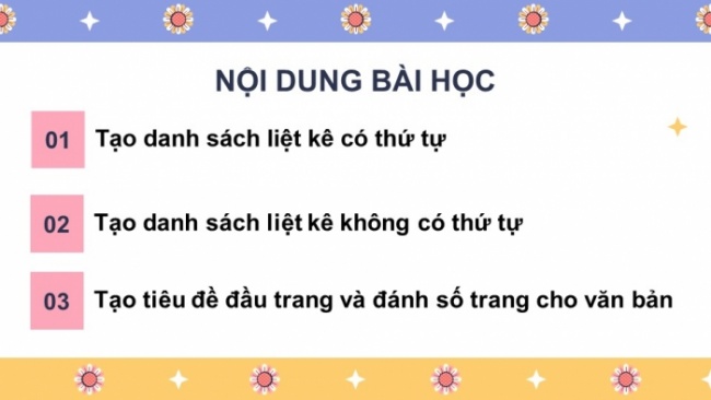 Soạn giáo án điện tử Tin học 8 CD Chủ đề E2 Bài 4: Thực hành tạo danh sách liệt kê và tiêu đề trang