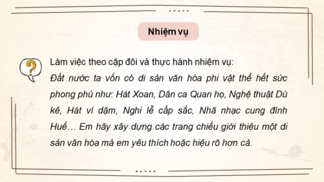 Soạn giáo án điện tử Tin học 8 CD Chủ đề E2 Bài 9: Thực hành tạo bài trình chiếu giới thiệu một di sản văn hóa