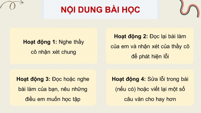 Soạn giáo án điện tử tiếng việt 4 KNTT Bài 26 Viết: Trả bài viết đoạn văn tưởng tượng