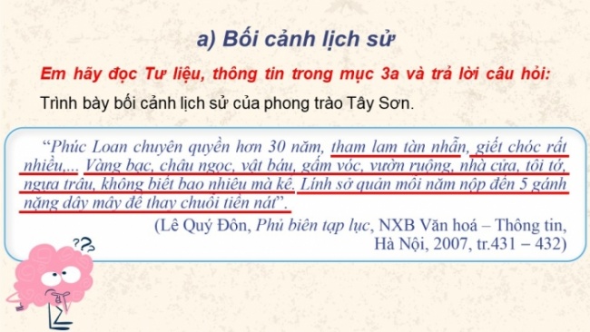 Soạn giáo án điện tử lịch sử 11 Cánh diều Bài 8: Một số cuộc khởi nghĩa và chiến tranh giải phóng trong lịch sử Việt Nam (từ TK III TCN đến cuối TK XIX) (P3)